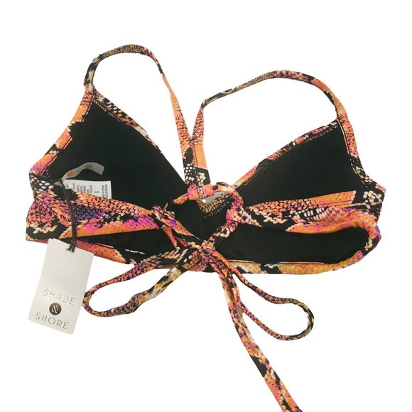 Shade And Shore Women's Size Small 4-6 Strappy Bikini Swim Top Pink Snake Print - Picture 2 of 13